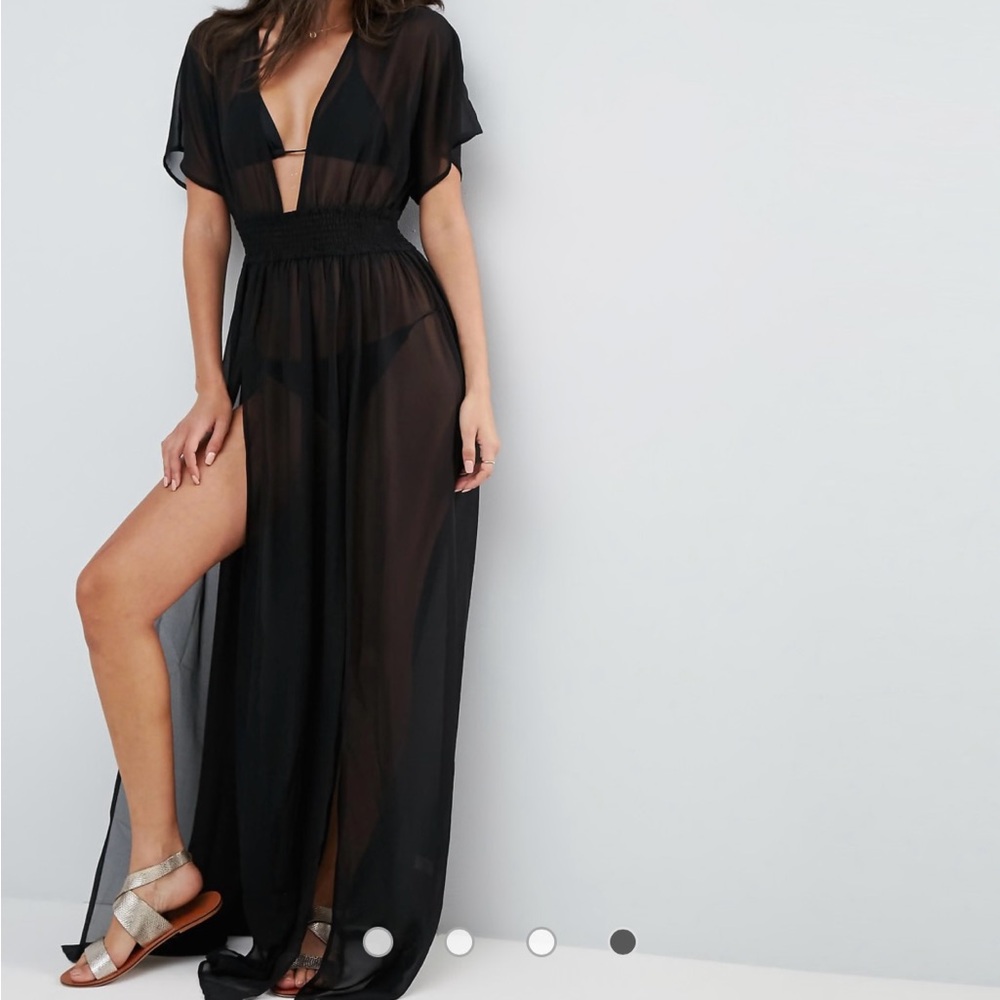 Elegant Black Sheer Swim Cover-Up